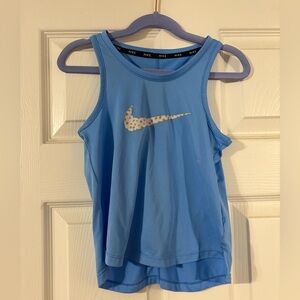 Girls Nike Light Blue Tank Top with Gold Swoosh Sz XS GUC